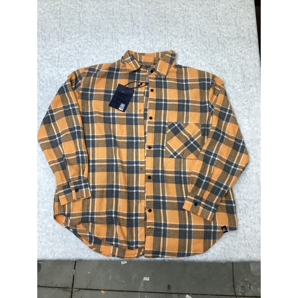 Gameday Social Clemson Tigers Mascot‎ Flannel Shirt Orange Gray Plaid NWT Medium